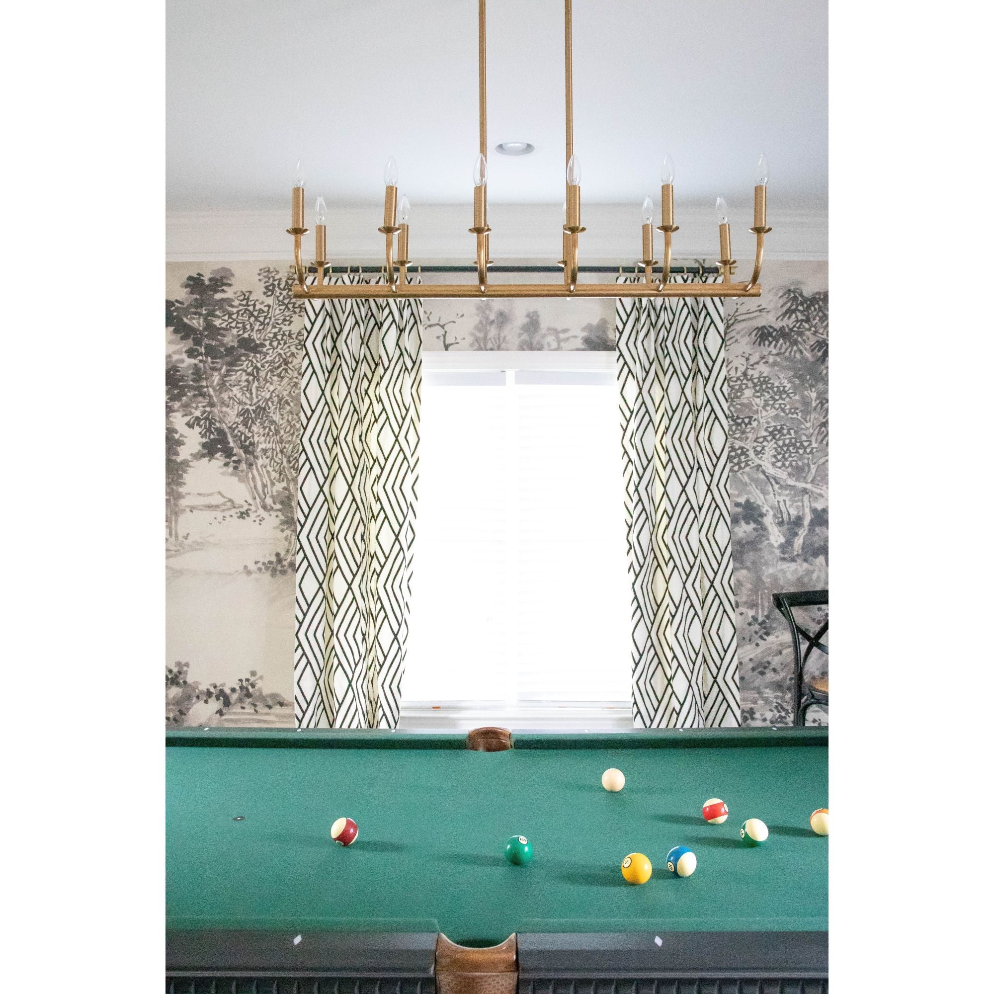 Bailey 12 Light Aged Brass Linear Chandelier 42"W x 8"H x 12.5"D