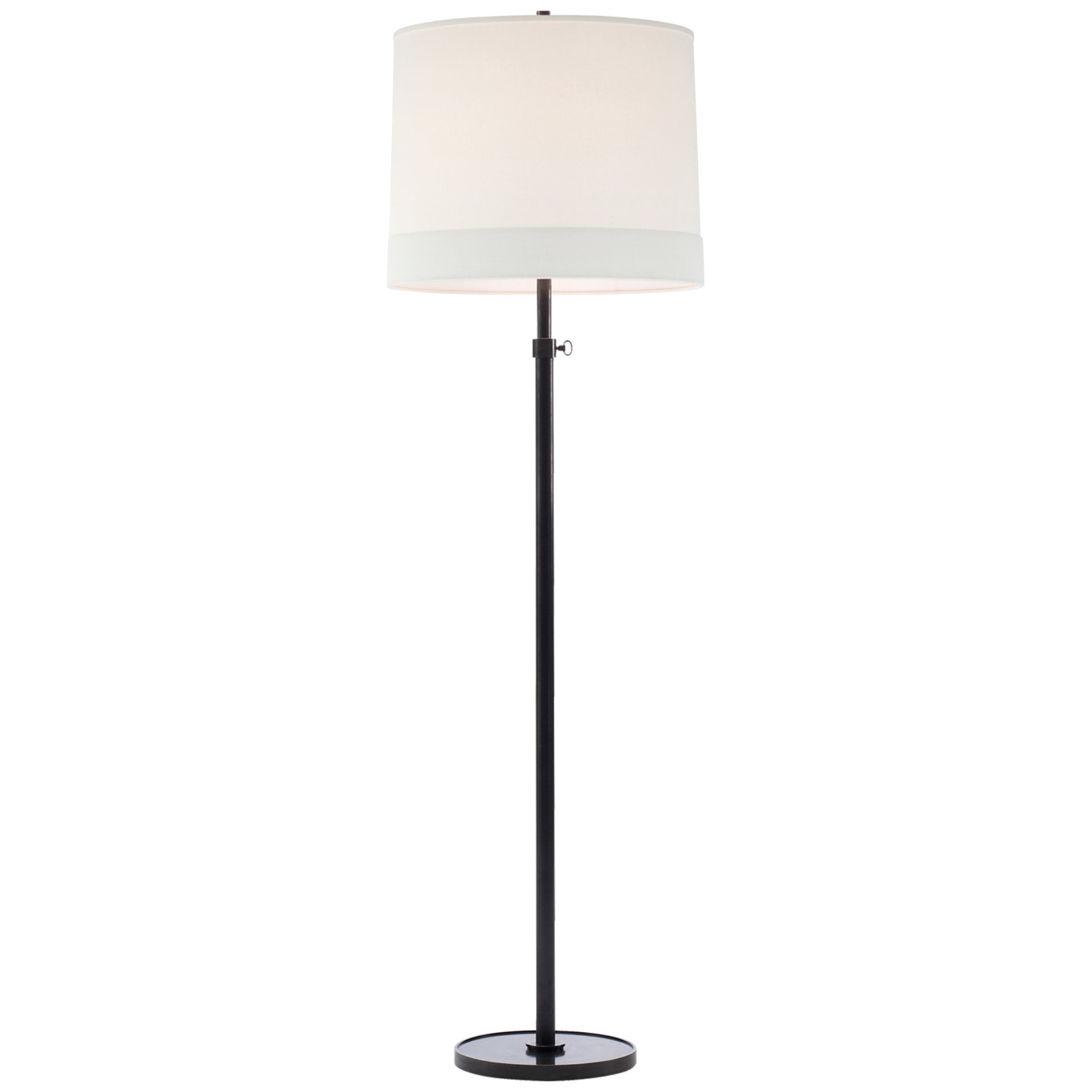 Barbara Barry Simple Floor Lamp in Bronze with Linen Shade W19" x H62.5" - 80"