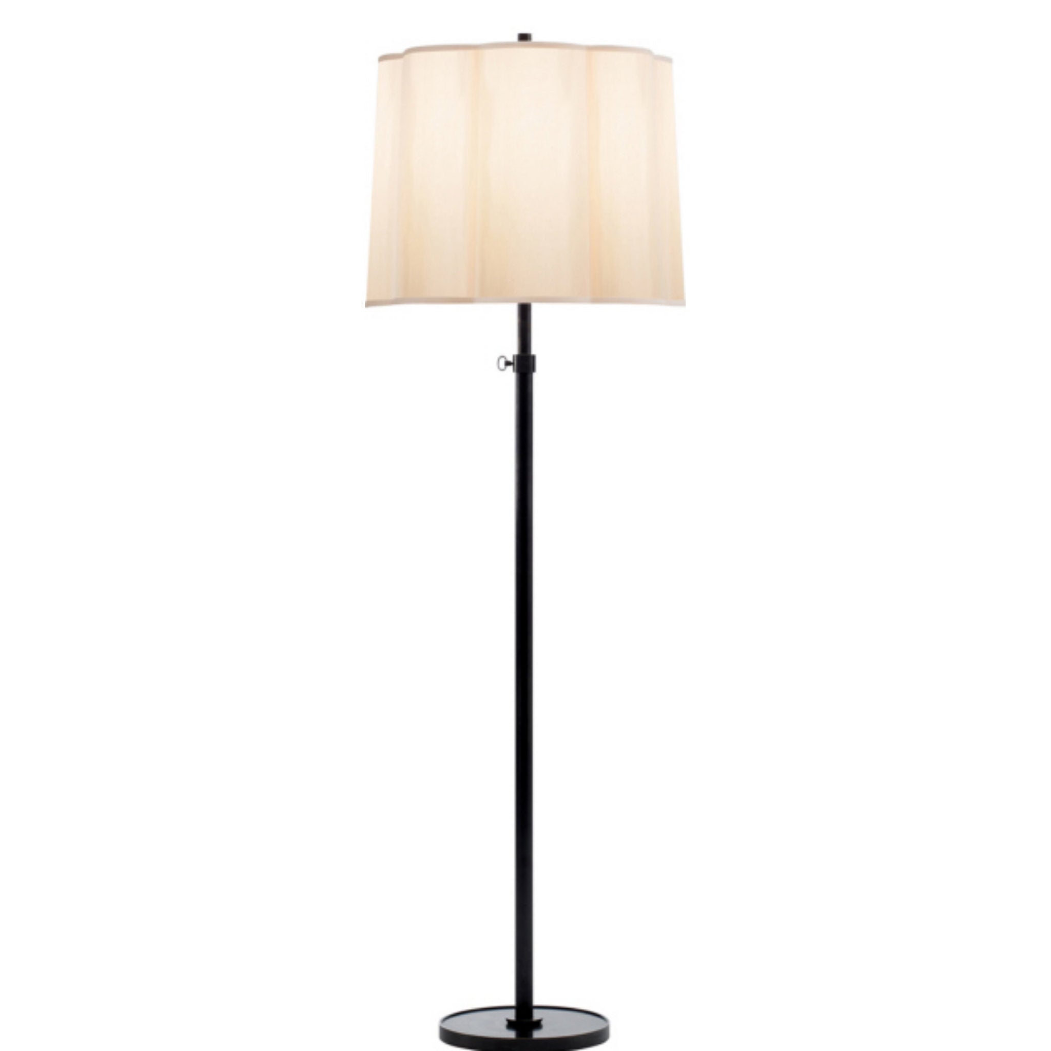 Barbara Barry Simple Floor Lamp in Bronze with Silk Scalloped Shade