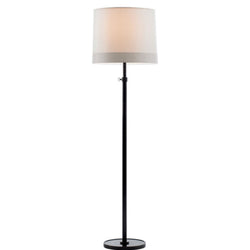 Barbara Barry Simple Floor Lamp in Bronze with Silk Banded Shade