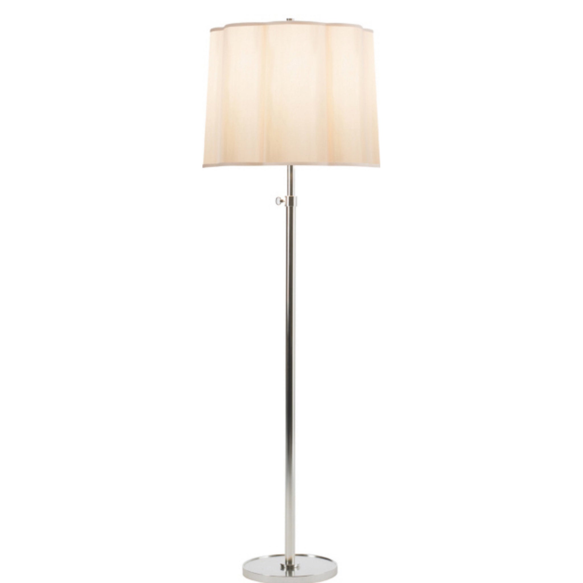 Barbara Barry Simple Floor Lamp in Soft Silver with Silk Scalloped Shade