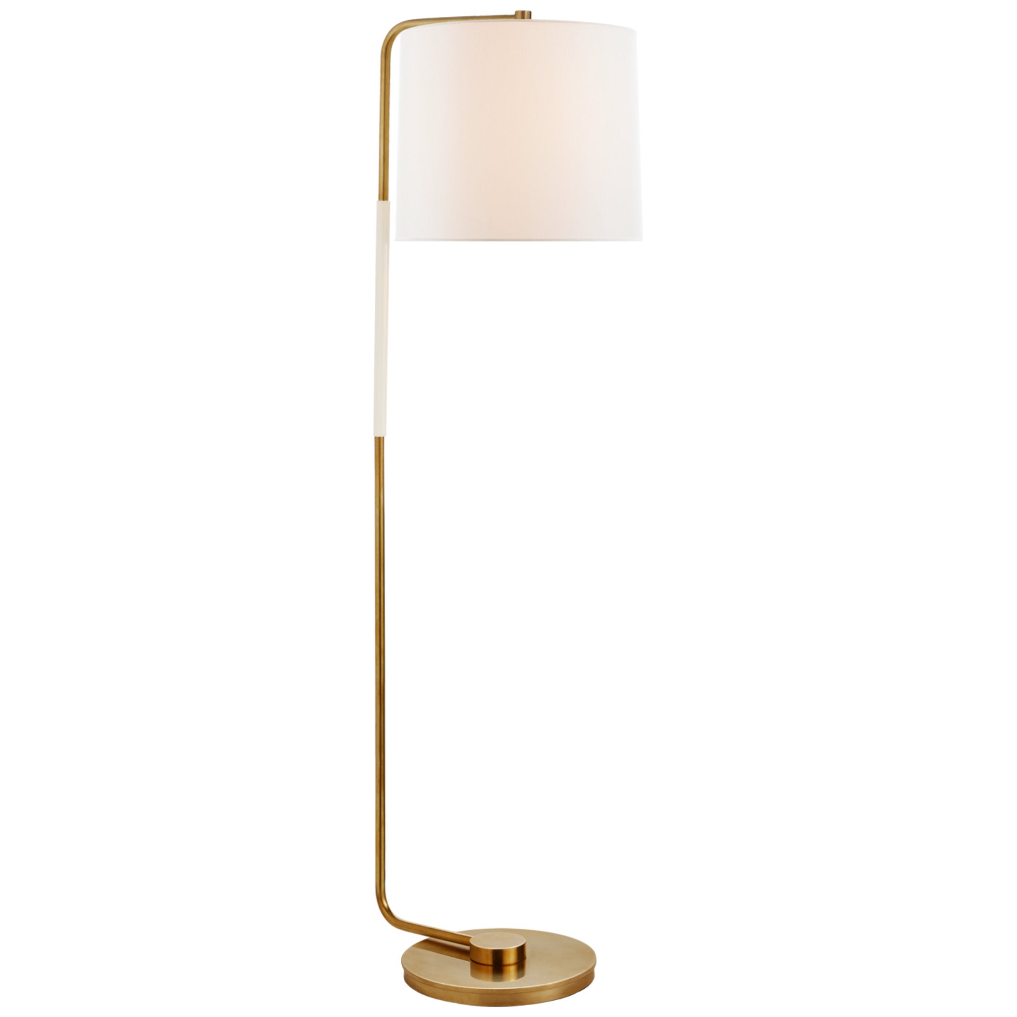 Barbara Barry Swing Articulating Floor Lamp in Soft Brass with Linen Shade
