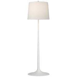 Barbara Barry Oscar Large Sculpted Floor Lamp in Plaster White with Linen Shade