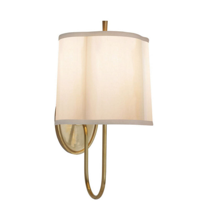 Barbara Barry Simple Scallop Wall Sconce in Soft Brass with Silk Shade