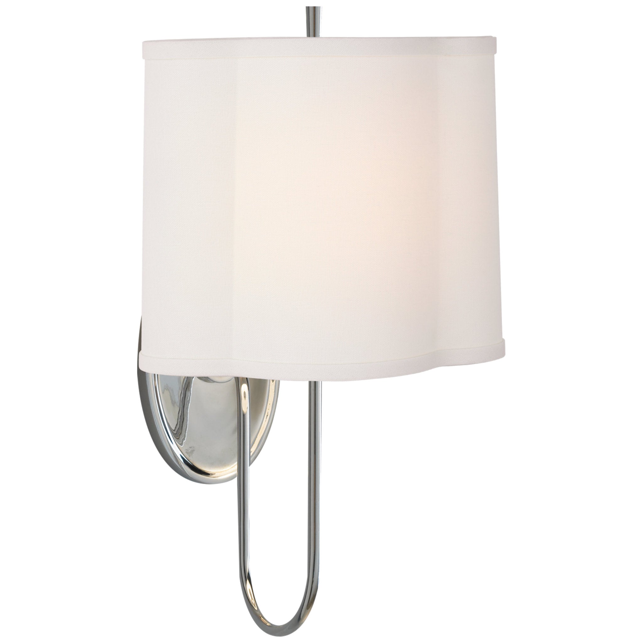 Barbara Barry Simple Scallop Wall Sconce in Soft Silver with Linen Shade