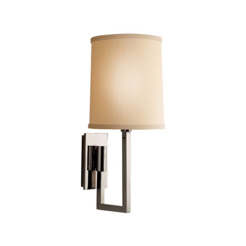 Barbara Barry Aspect Library Sconce in Polished Nickel with Ivory Linen Shade