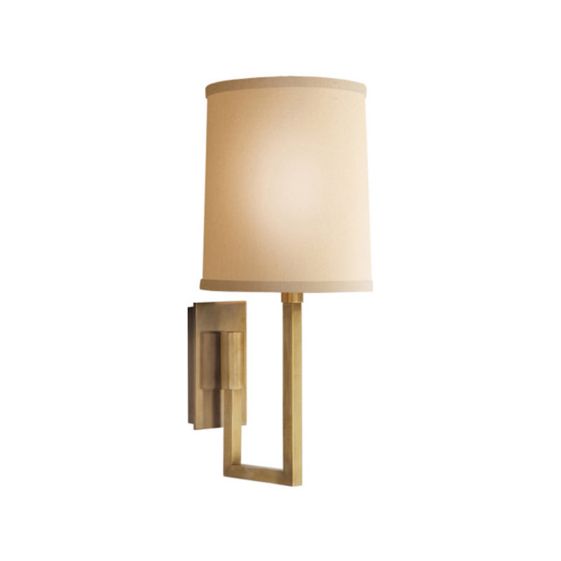 Barbara Barry Aspect Library Sconce in Soft Brass with Ivory Linen Shade