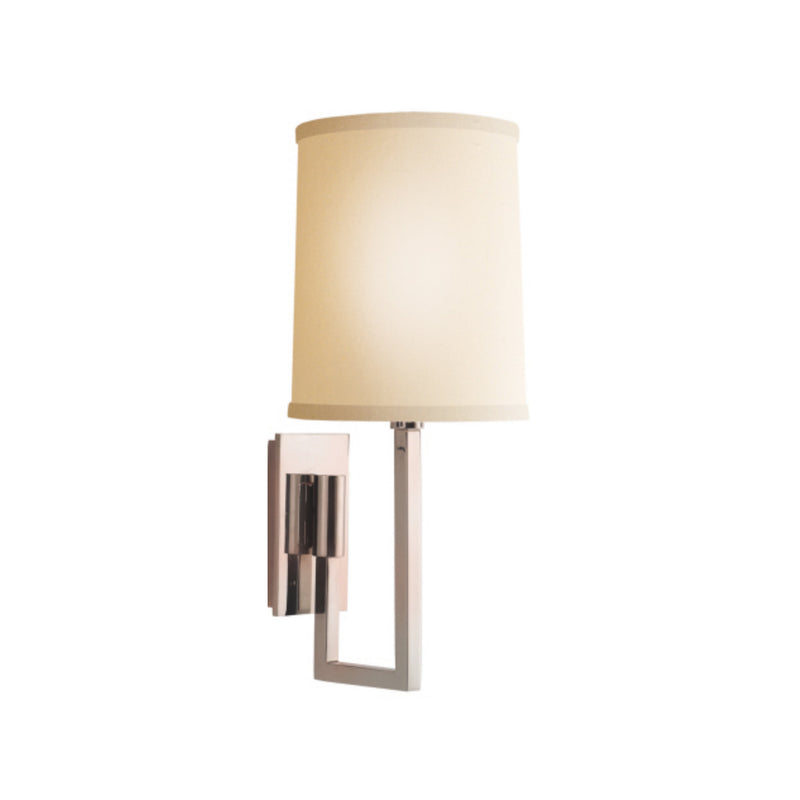 Barbara Barry Aspect Library Sconce in Soft Silver with Ivory Linen Shade