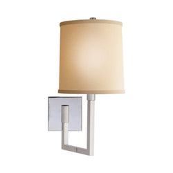 Barbara Barry Aspect Small Articulating Sconce in Polished Nickel with Ivory Linen Shade