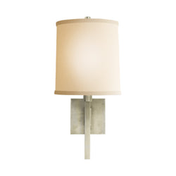 Barbara Barry Aspect Small Articulating Sconce in Pewter with Ivory Linen Shade