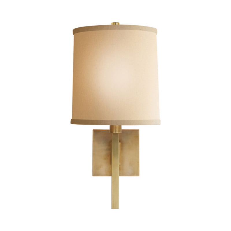 Barbara Barry Aspect Small Articulating Sconce in Soft Brass with Ivory Linen Shade