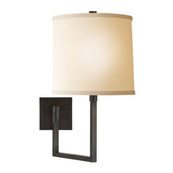 Barbara Barry Aspect Large Articulating Sconce in Bronze with Ivory Linen Shade