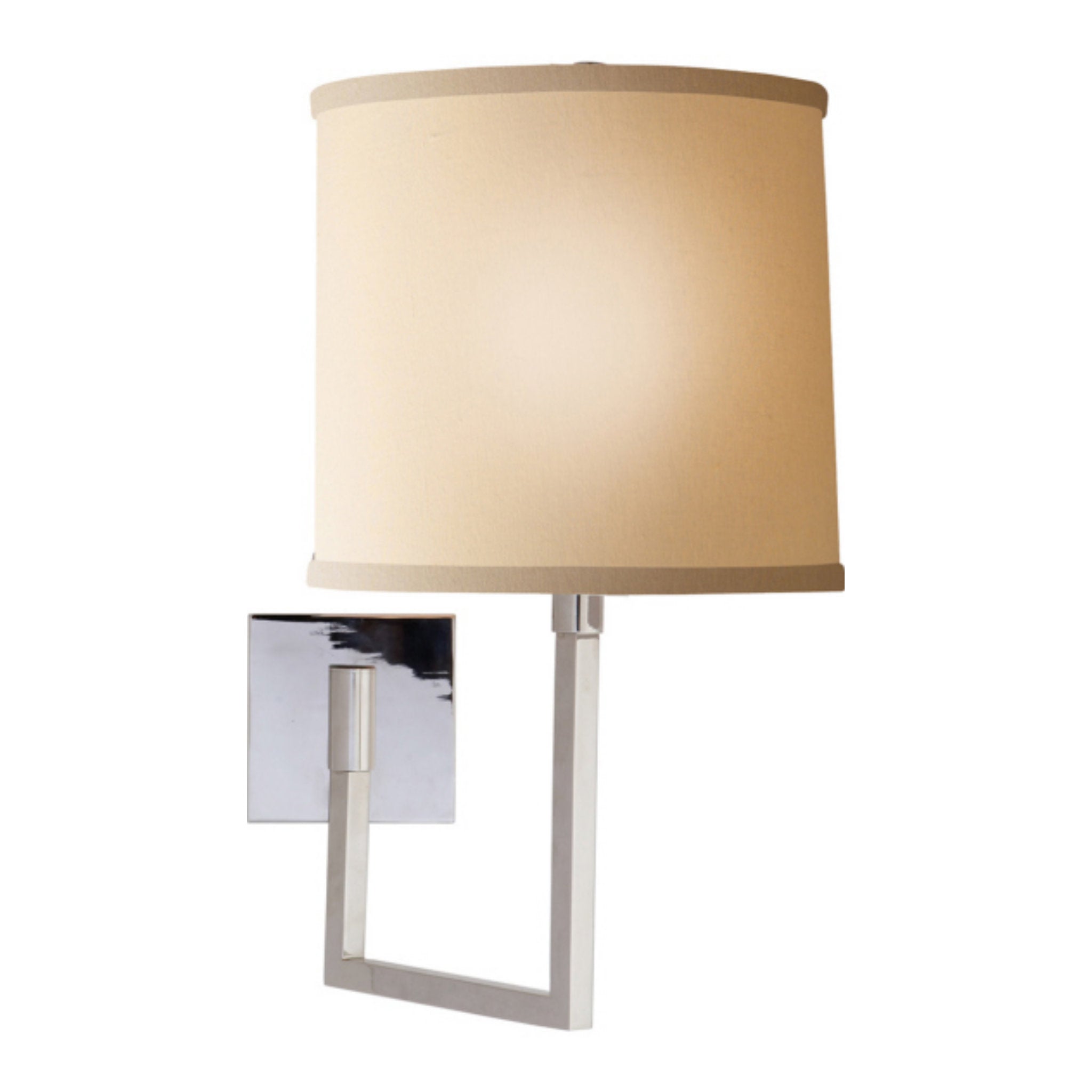 Barbara Barry Aspect Large Articulating Sconce in Polished Nickel with Ivory Linen Shade