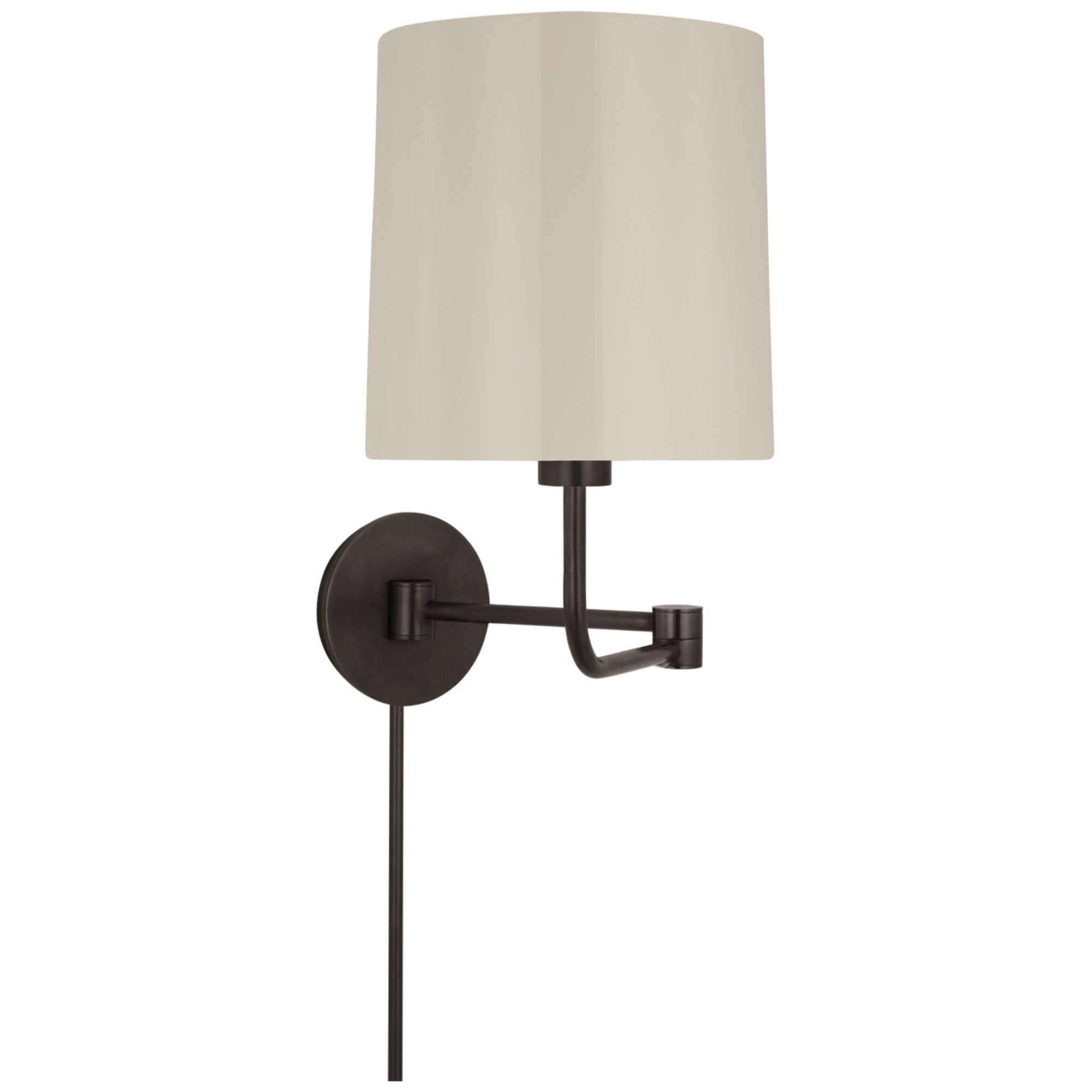 Barbara Barry Go Lightly Swing Arm Wall Light in Bronze with China White Shade W8.75" x H15.75"