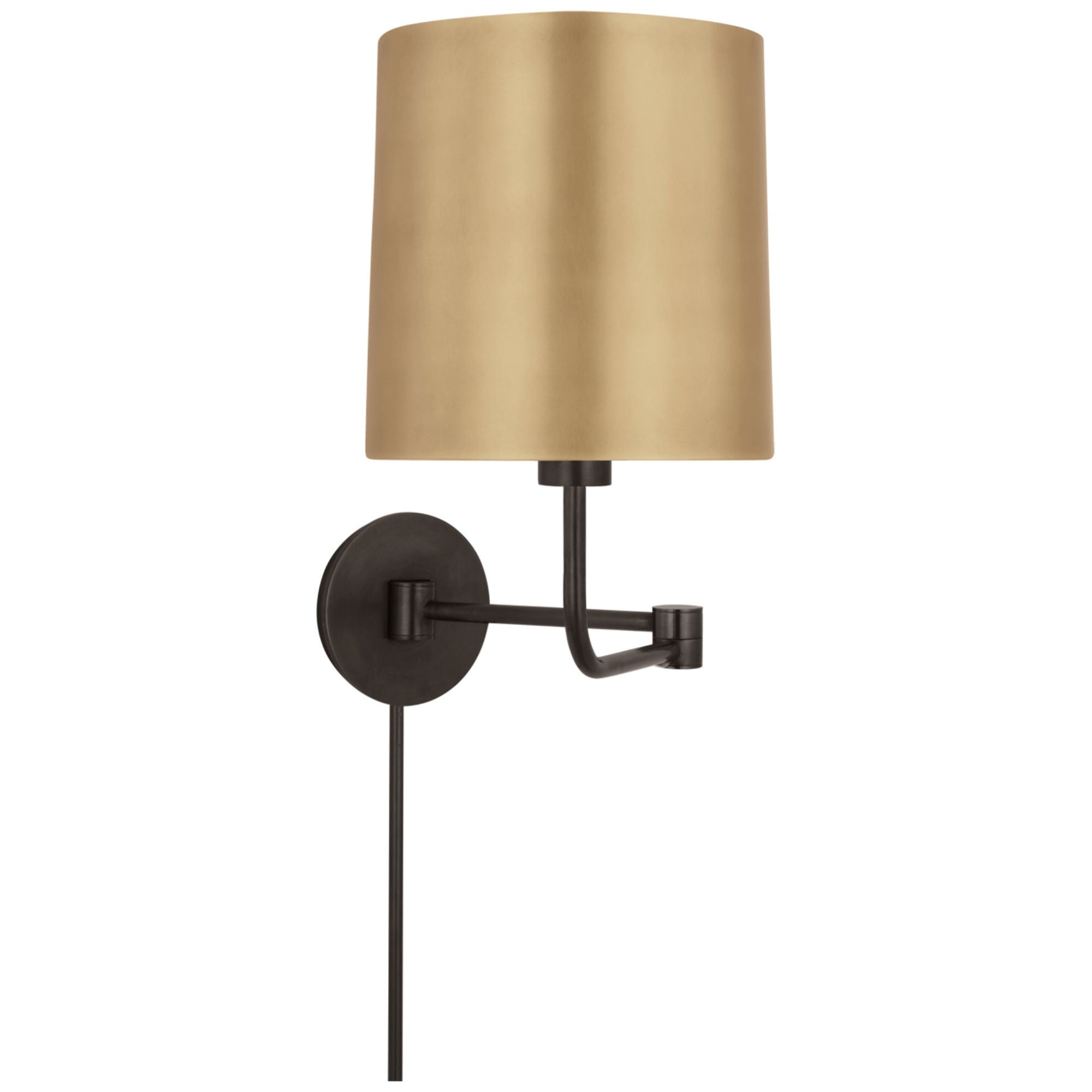 Barbara Barry Go Lightly Swing Arm Wall Light in Bronze with Soft Brass Shade W8.75" x H15.75"