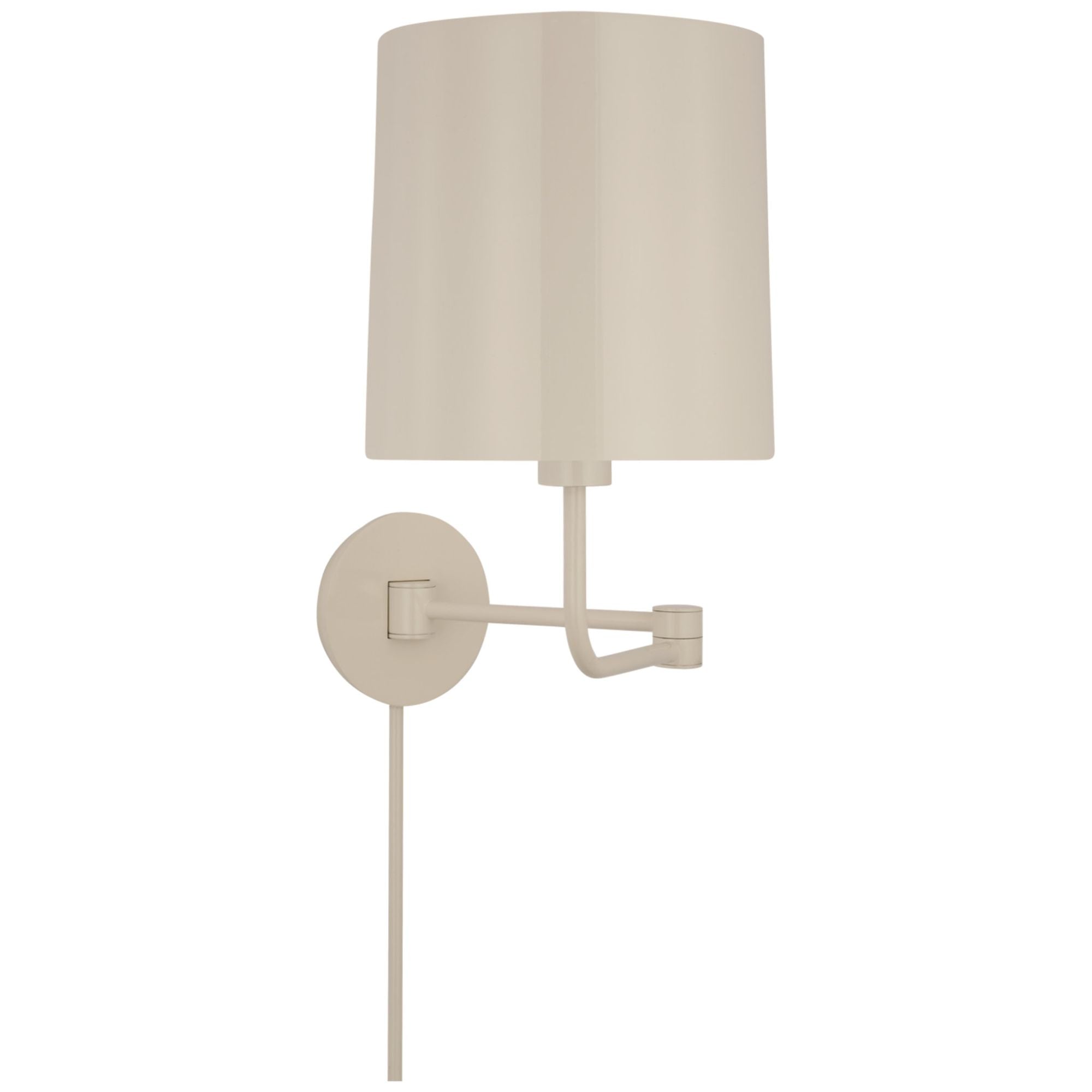 Barbara Barry Go Lightly Swing Arm Wall Light in China White with China White Shade W8.75" x H15.75"