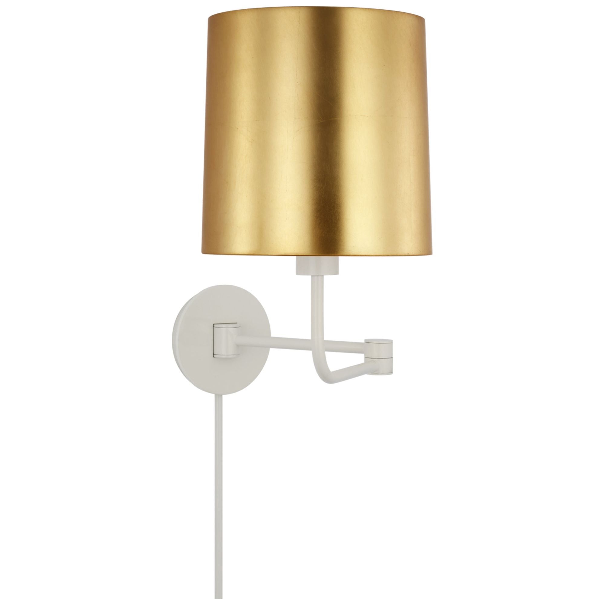 Barbara Barry Go Lightly Swing Arm Wall Light in China White with Gild Shade W8.75" x H15.75"