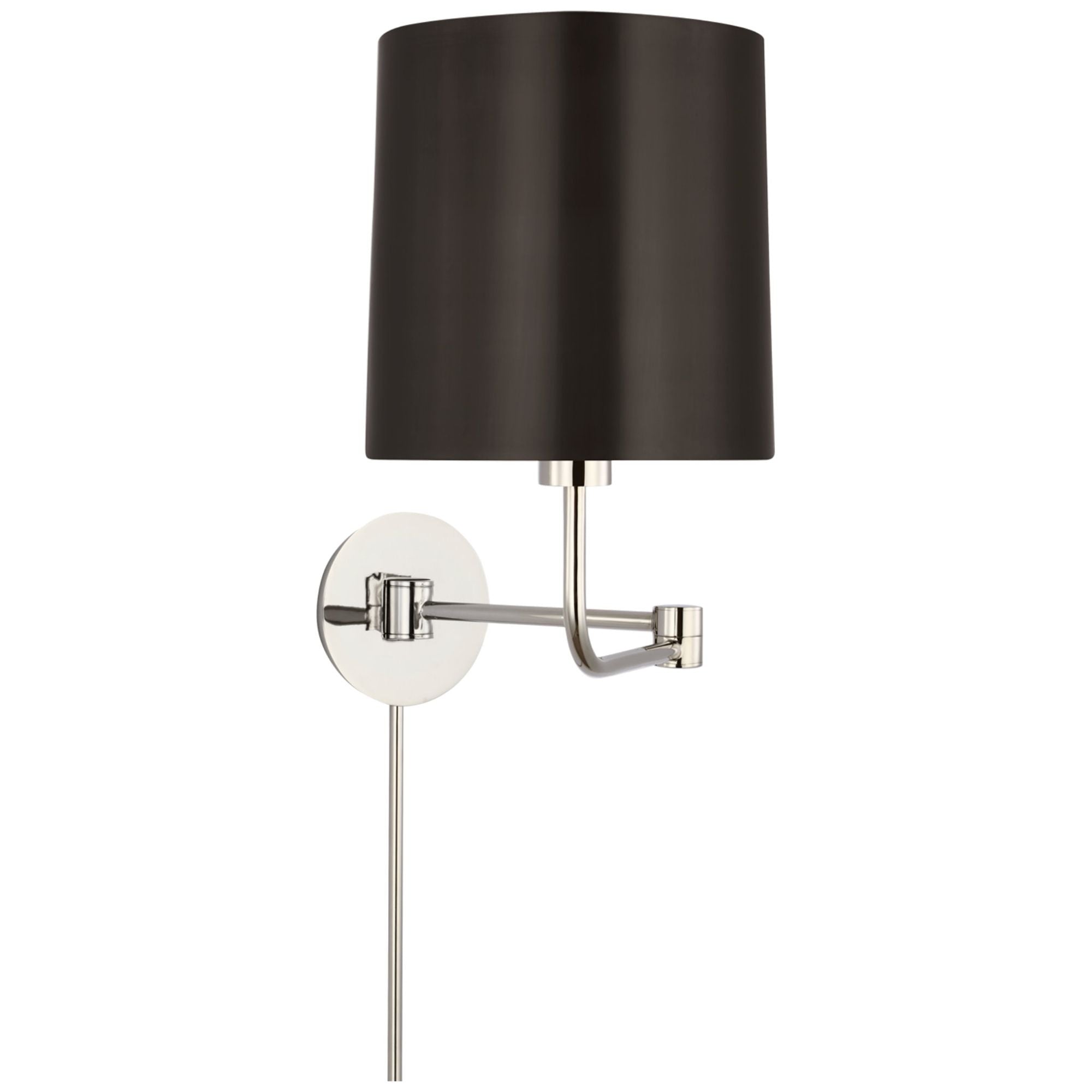 Barbara Barry Go Lightly Swing Arm Wall Light in Polished Nickel with Bronze Shade W8.75" x H15.75"