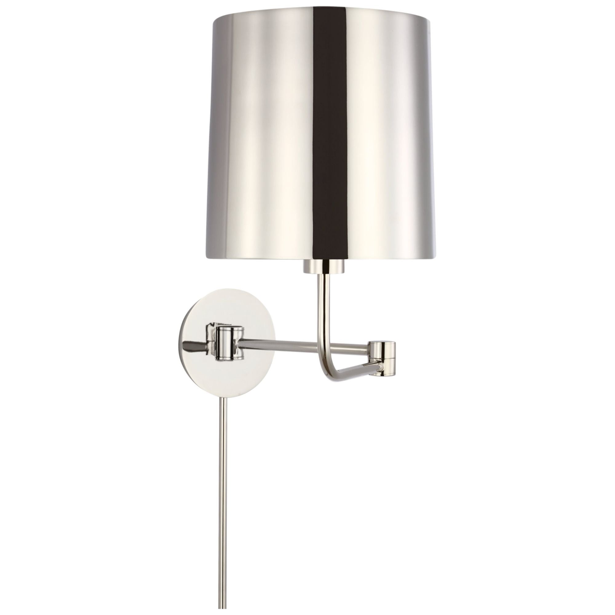 Barbara Barry Go Lightly Swing Arm Wall Light in Polished Nickel with Polished Nickel Shade