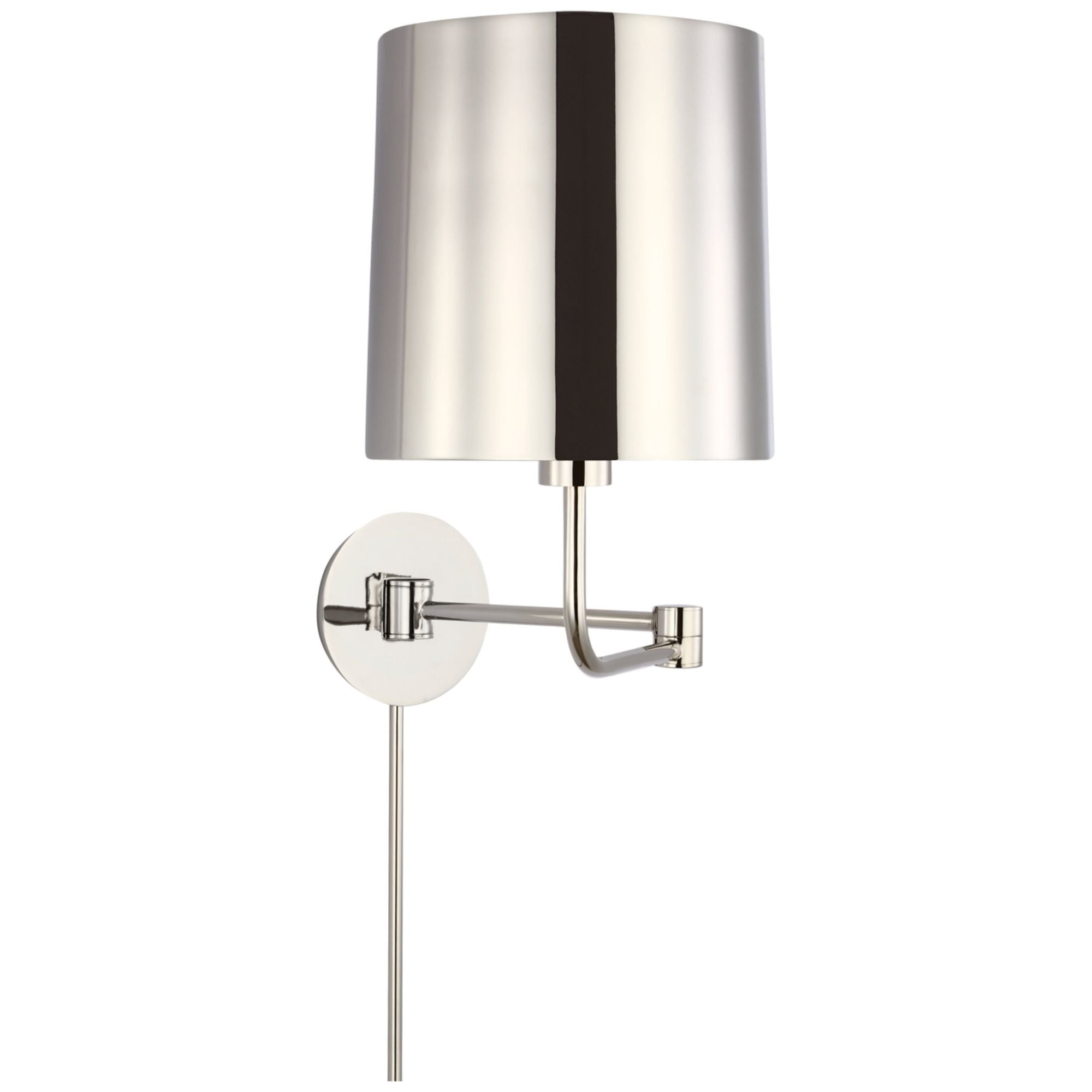 Barbara Barry Go Lightly Swing Arm Wall Light in Polished Nickel with Polished Nickel Shade W8.75" x H15.75"