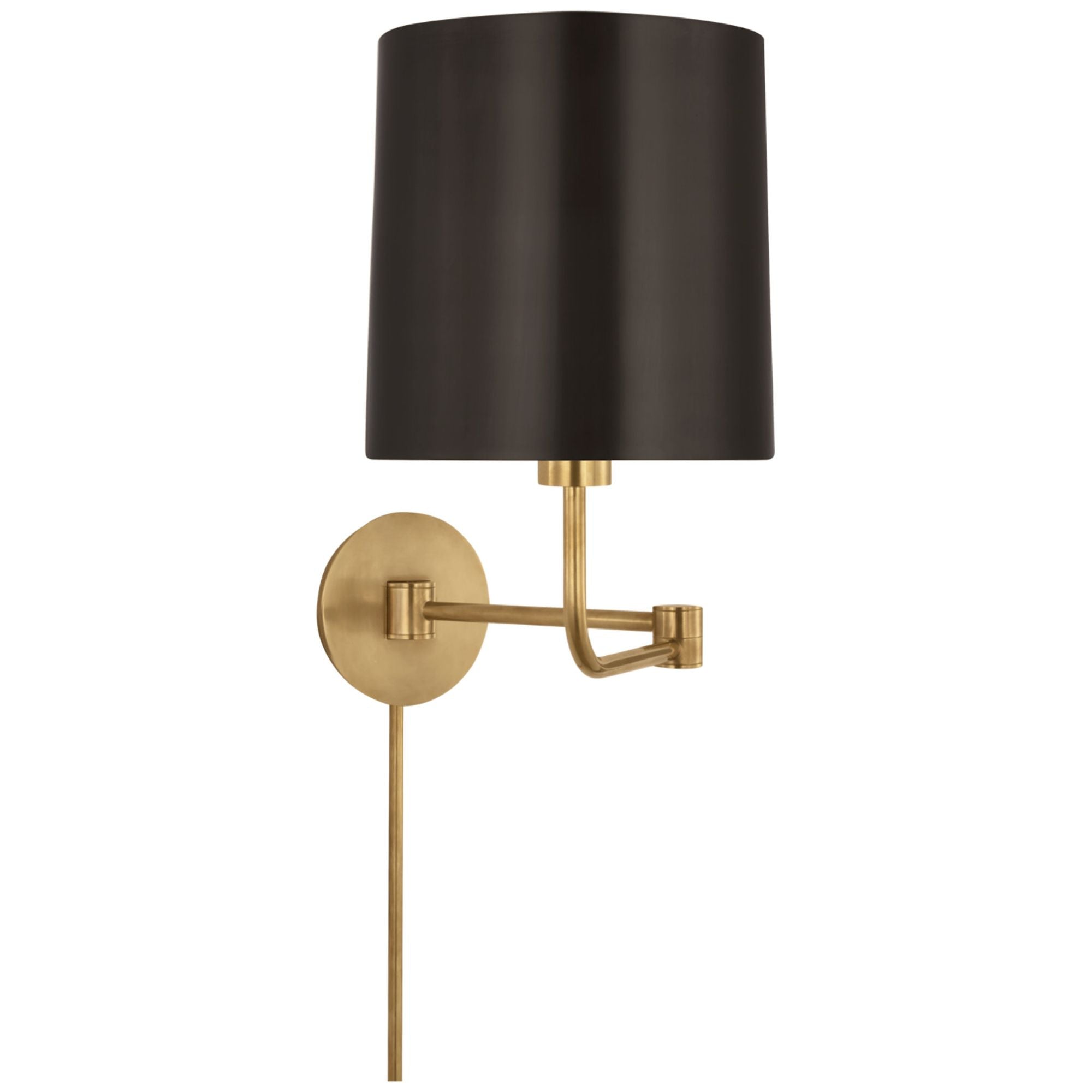 Barbara Barry Go Lightly Swing Arm Wall Light in Soft Brass with Bronze Shade