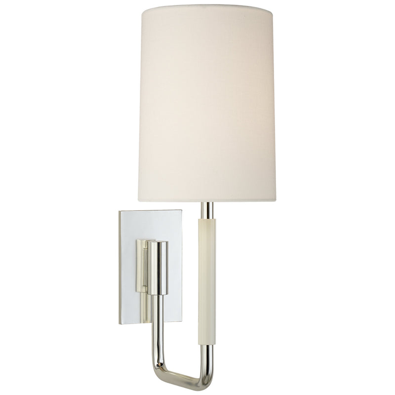 Barbara Barry Clout Small Sconce in Soft Silver with Linen Shade