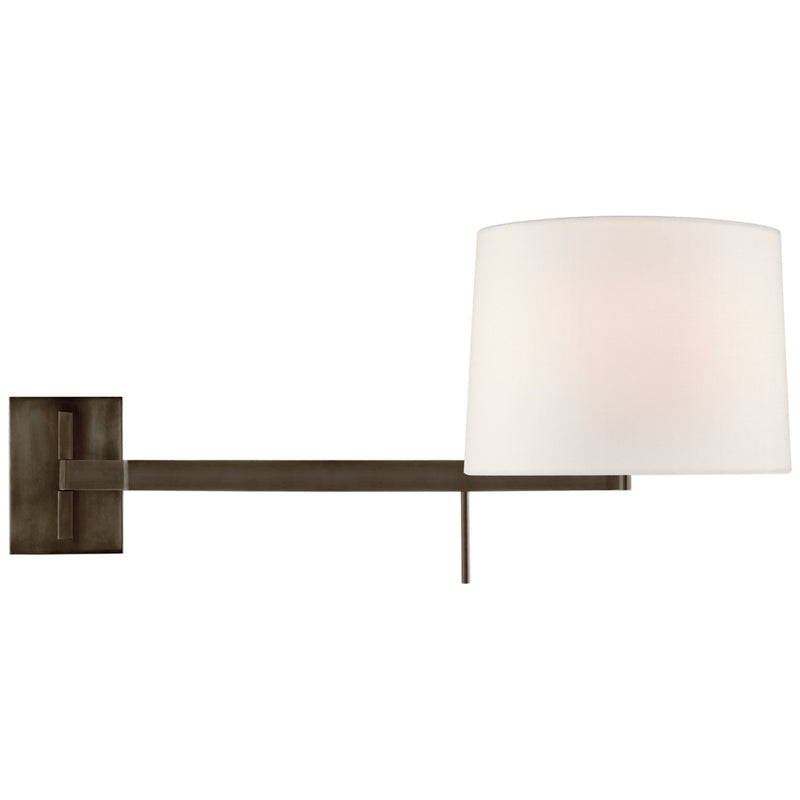 Barbara Barry Sweep Medium Left Articulating Sconce in Bronze with Linen Shade