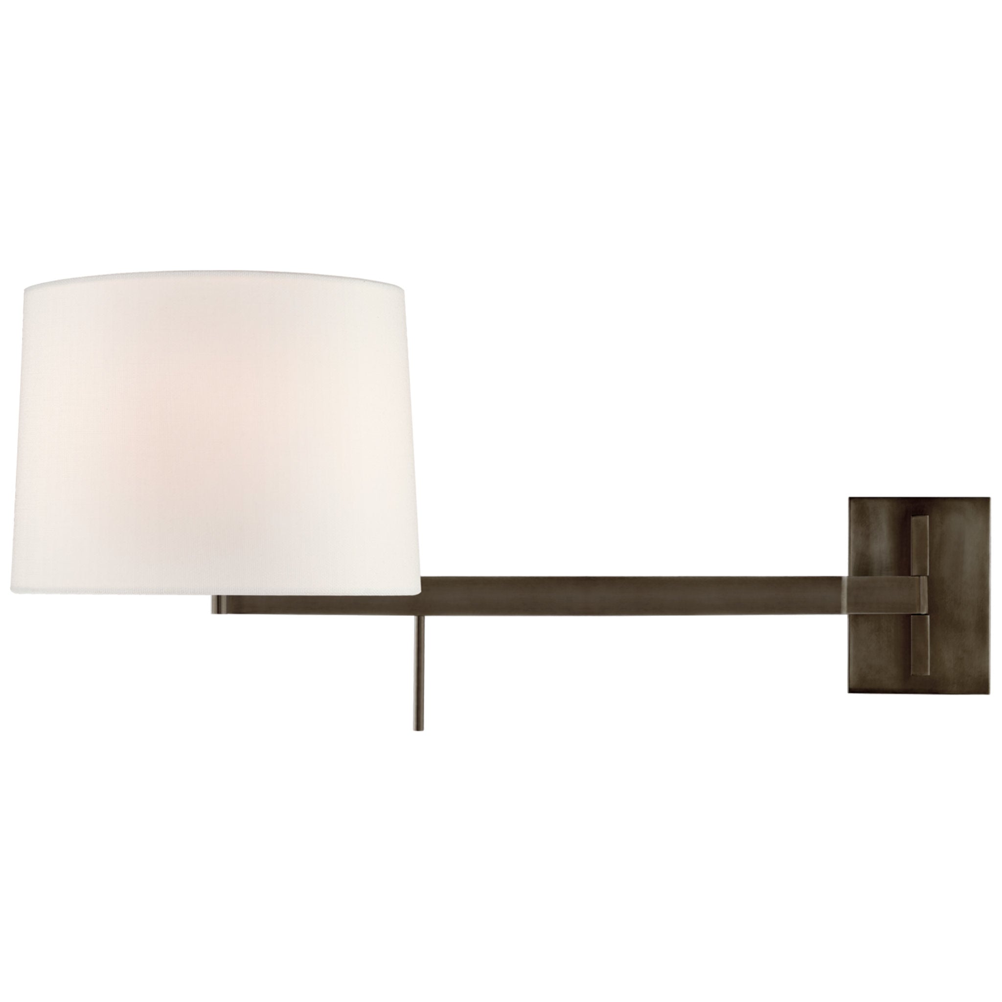 Barbara Barry Sweep Medium Right Articulating Sconce in Bronze with Linen Shade