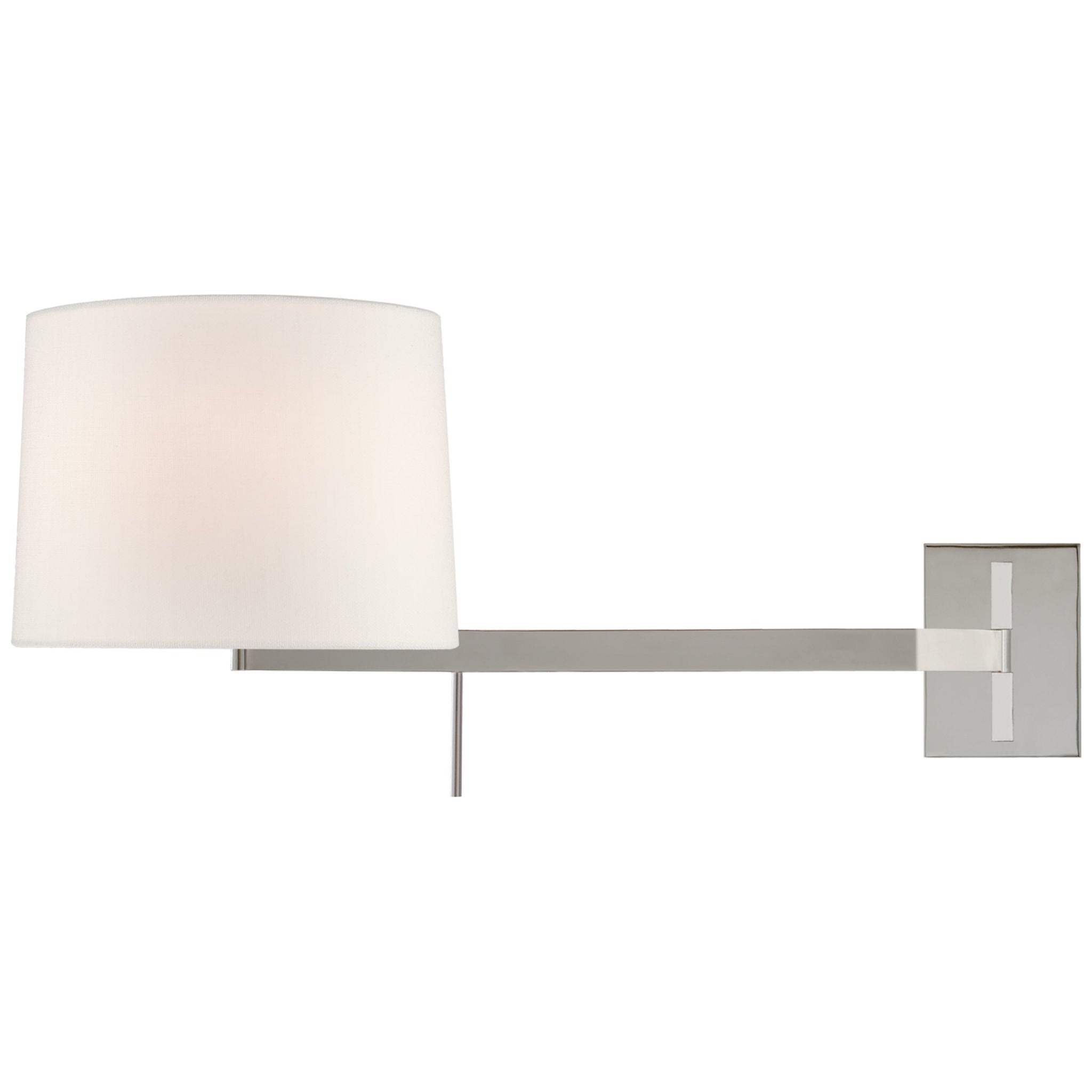 Barbara Barry Sweep Medium Right Articulating Sconce in Polished Nickel with Linen Shade