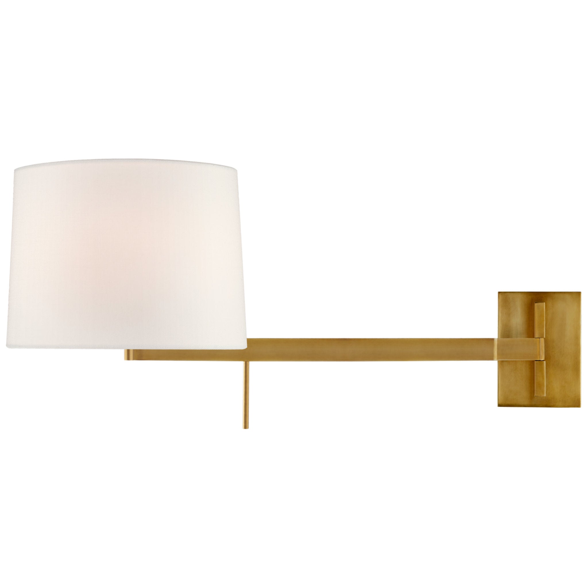 Barbara Barry Sweep Medium Right Articulating Sconce in Soft Brass with Linen Shade