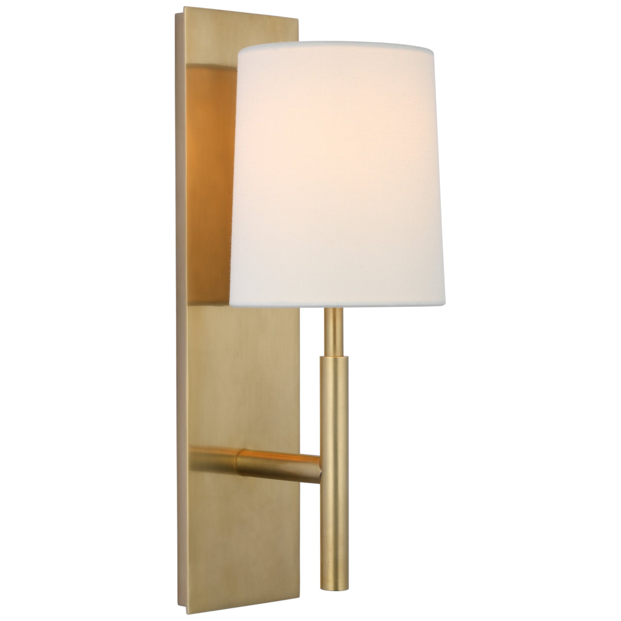 Barbara Barry Clarion Medium Sconce in Soft Brass with Linen Shade