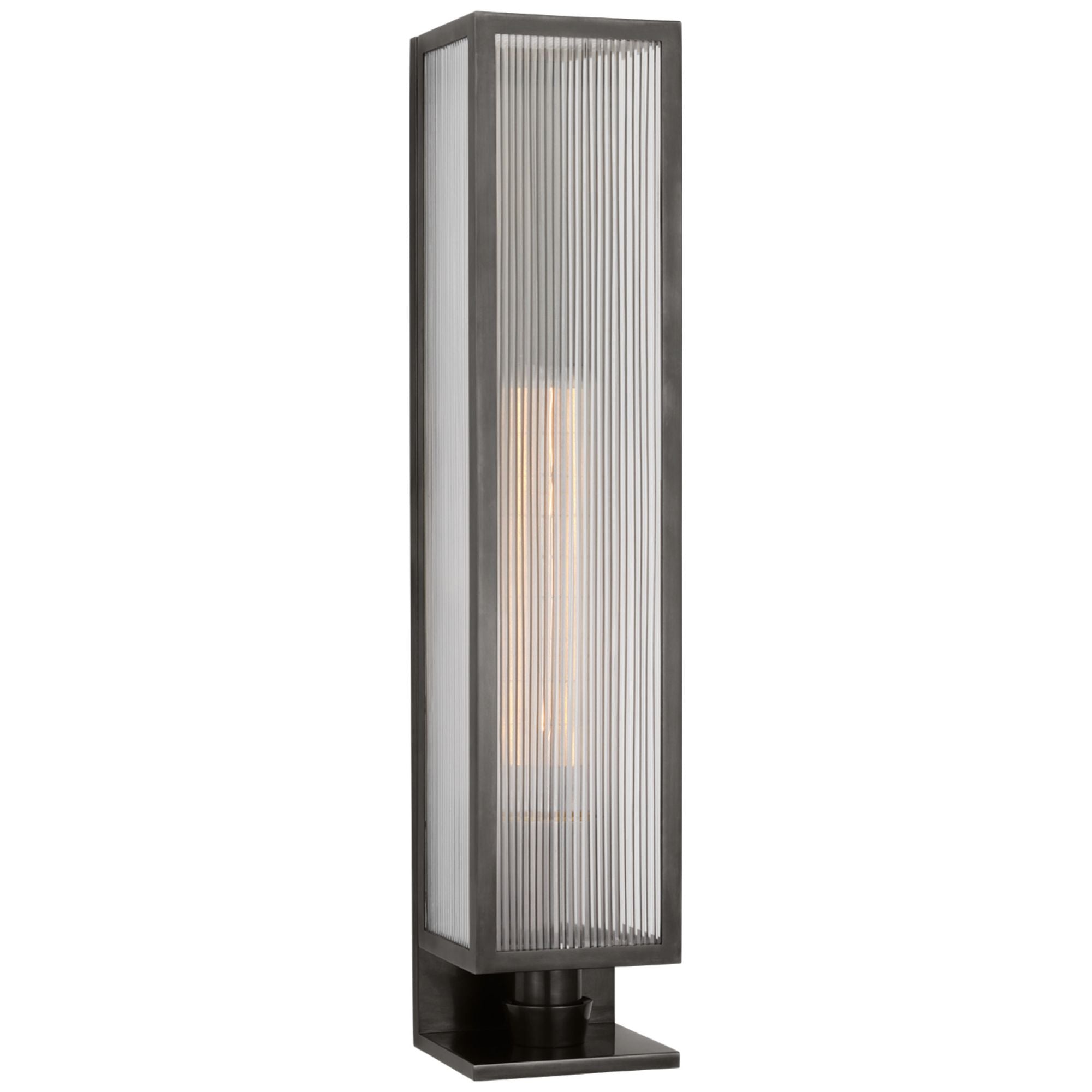 Barbara Barry York 24" Single Box Sconce in Bronze with Clear Ribbed Glass