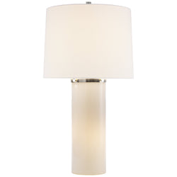 Barbara Barry Moon Glow Table Lamp in White Glass with Linen Shade