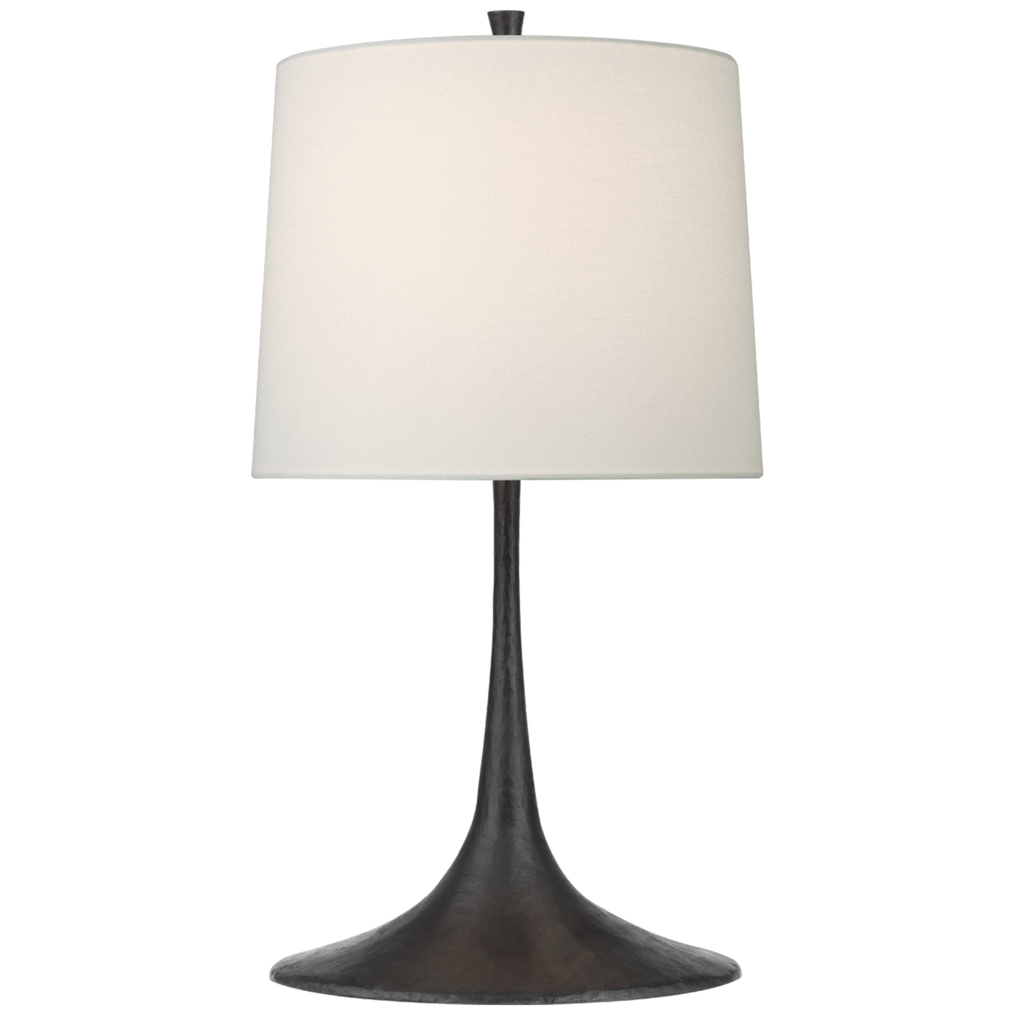 Barbara Barry Oscar Medium Sculpted Table Lamp in Aged Iron with Linen Shade