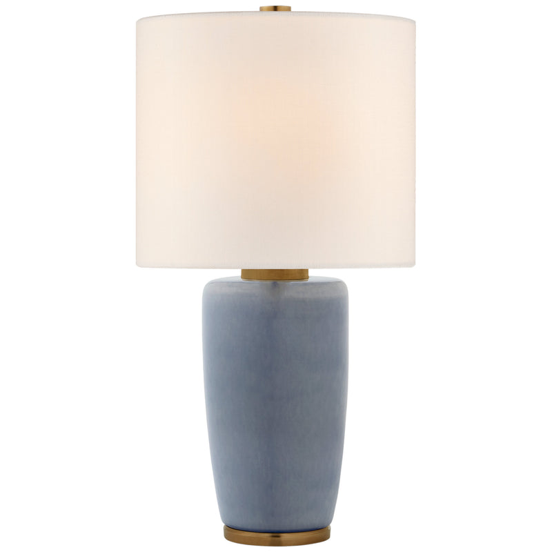 Barbara Barry Chado Large Table Lamp in Polar Blue Crackle with Linen Shade