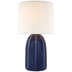 Barbara Barry Melanie Large Table Lamp in Frosted Medium Blue with Linen Shade