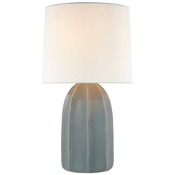 Barbara Barry Melanie Large Table Lamp in Sky Gray with Linen Shade