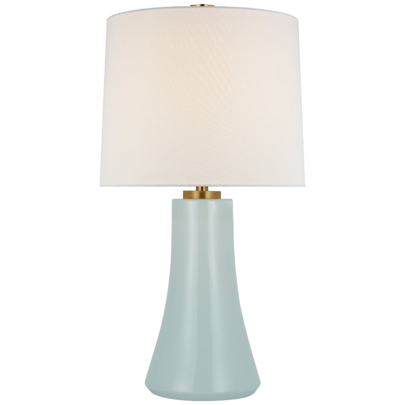 Barbara Barry Harvest Medium Table Lamp in Ice Blue with Linen Shade