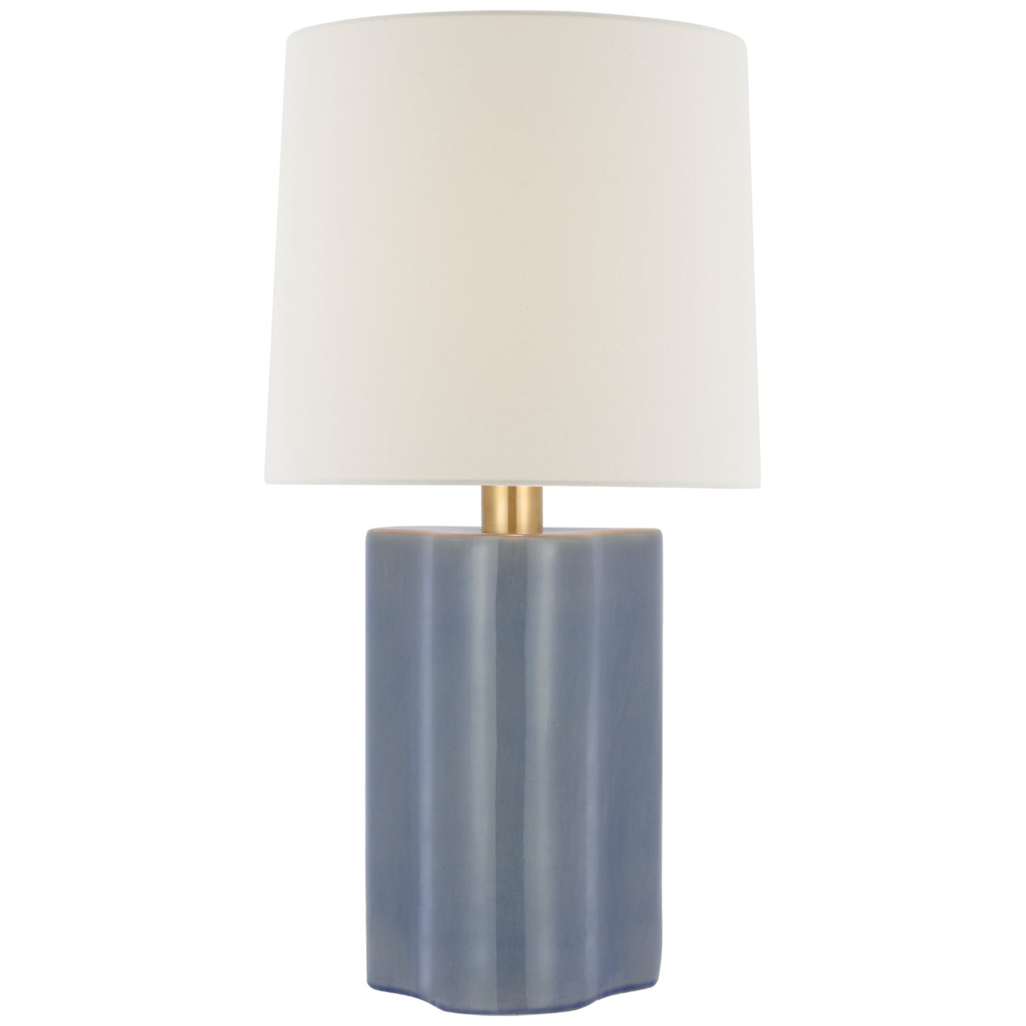 Barbara Barry Lakepoint Large Table Lamp in Polar Blue Crackle with Linen Shade