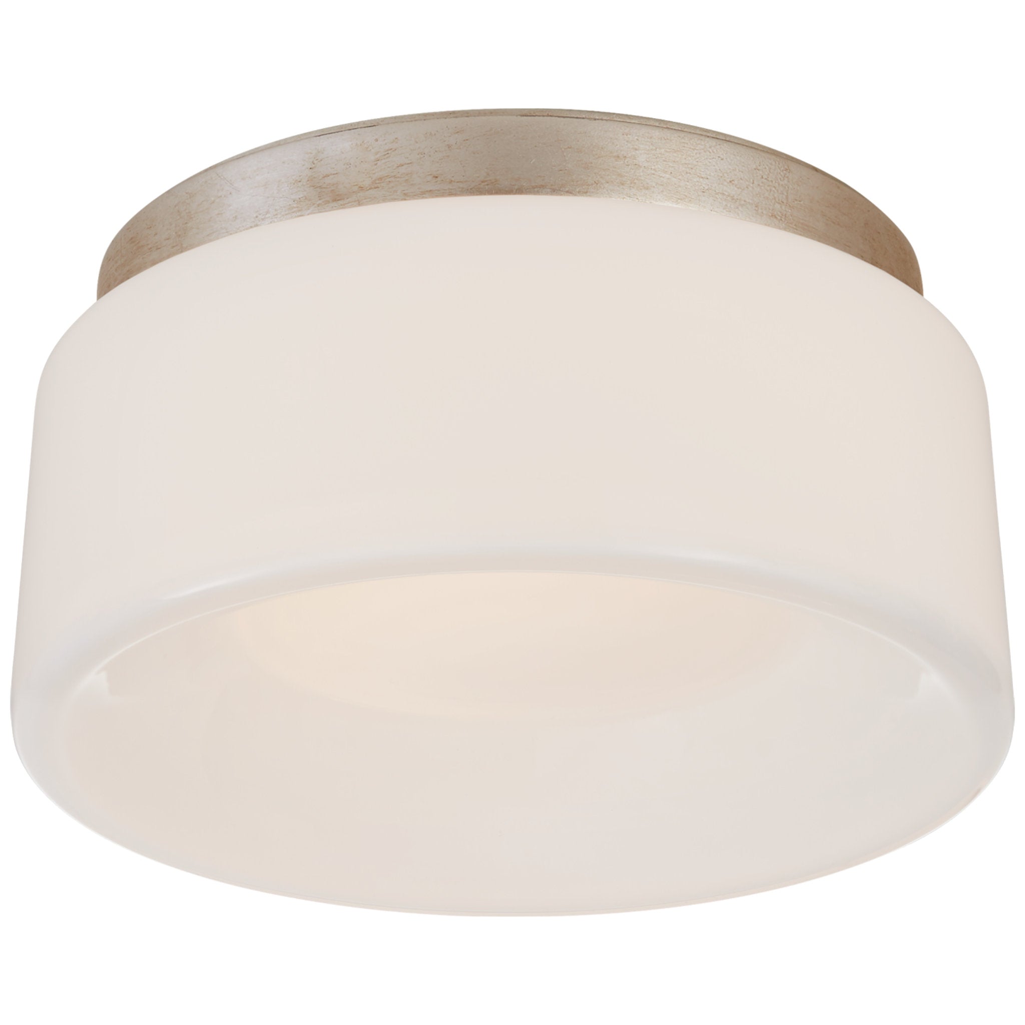 Barbara Barry Halo 5.5" Solitaire Flush Mount in Burnished Silver Leaf with White Glass