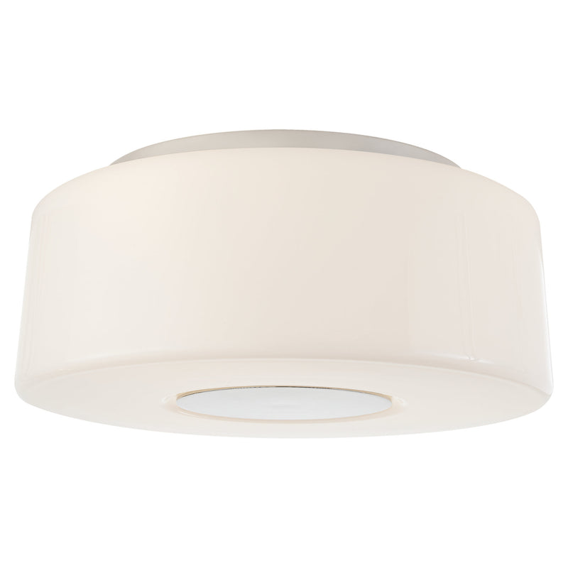 Barbara Barry Acme Large Flush Mount in Polished Nickel with White Glass