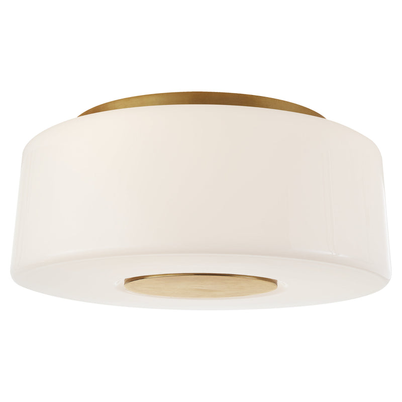 Barbara Barry Acme Large Flush Mount in Soft Brass with White Glass