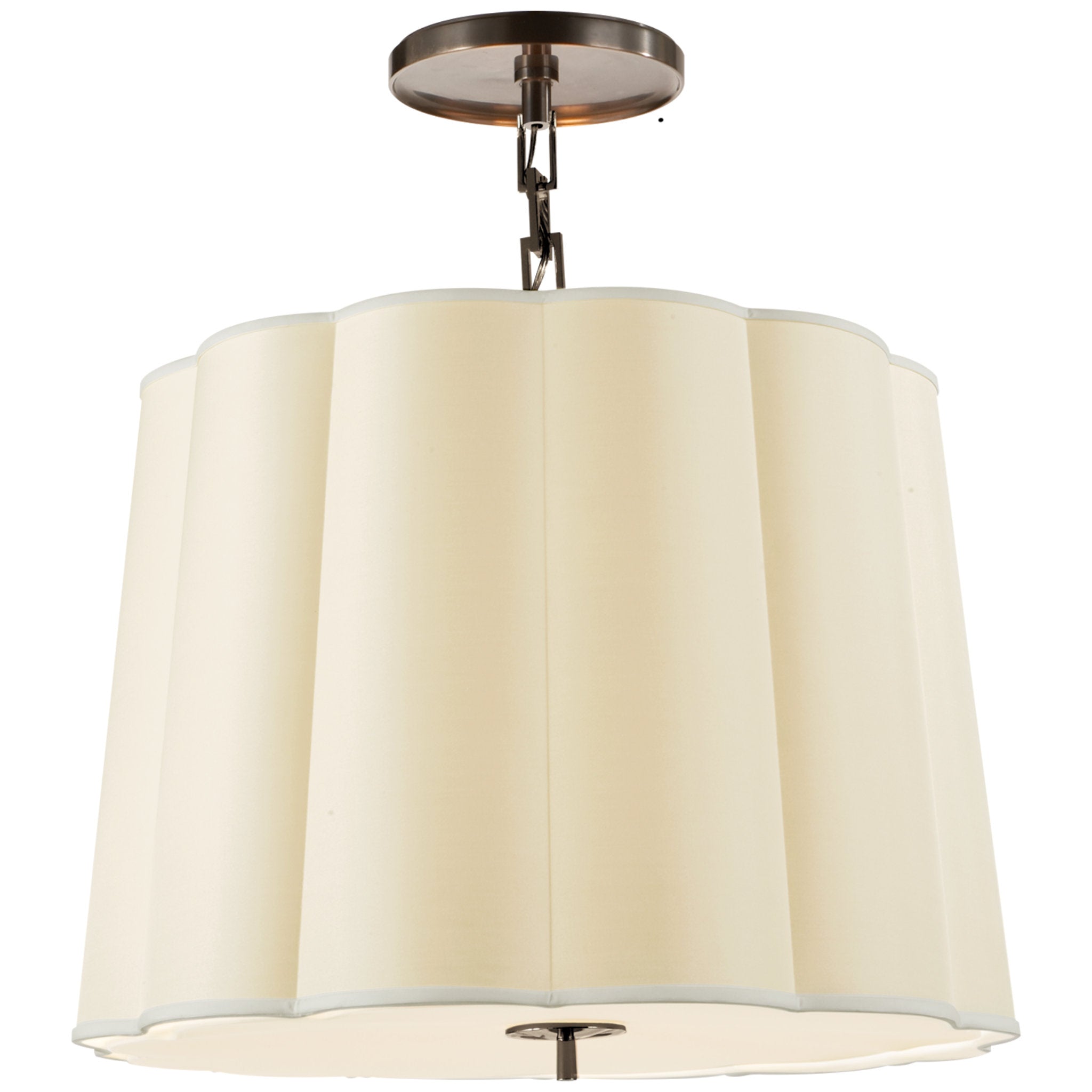 Barbara Barry Simple Scallop Large Hanging Shade in Bronze with Silk Shade