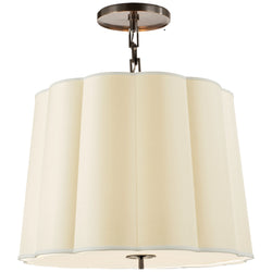 Barbara Barry Simple Scallop Large Hanging Shade in Bronze with Silk Shade