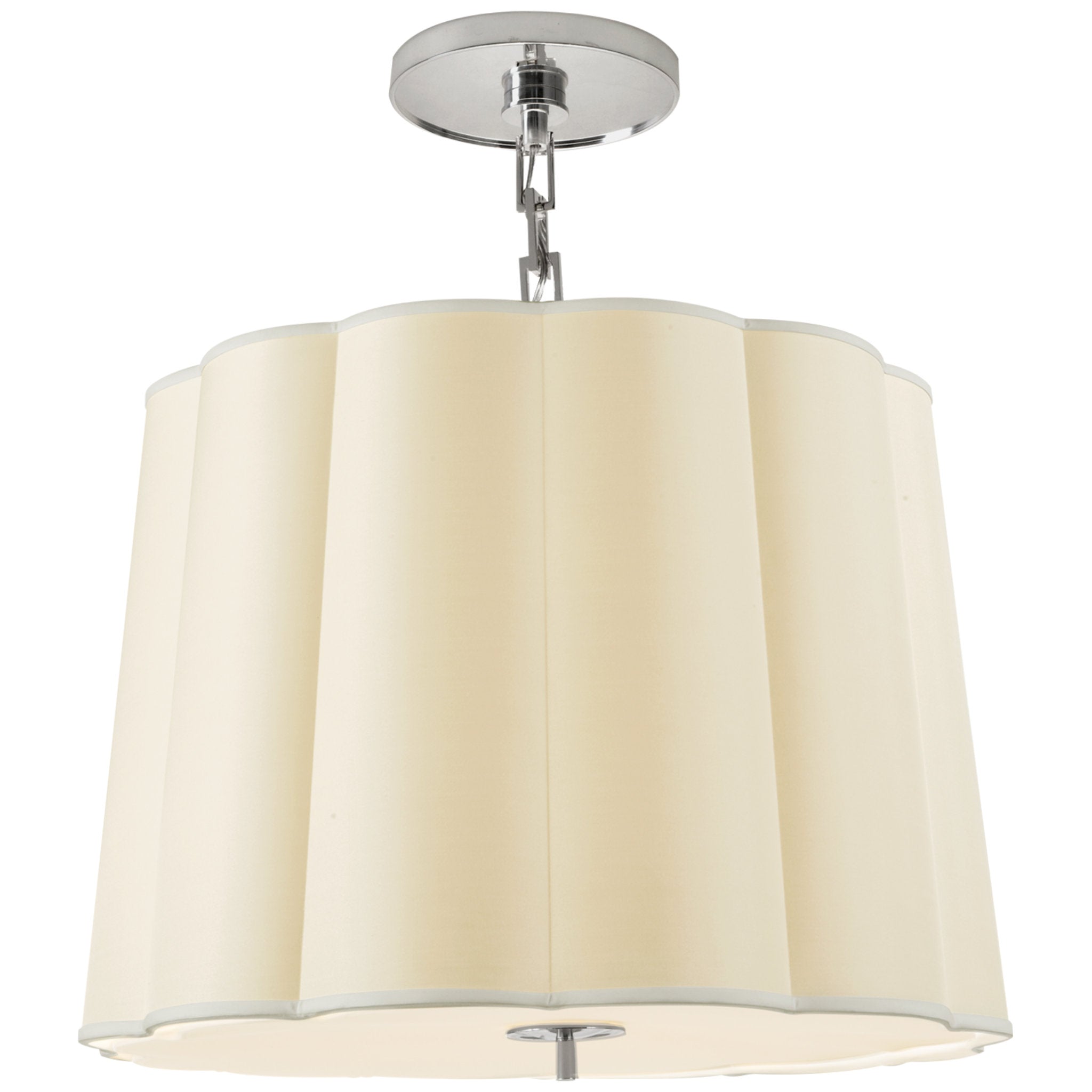 Barbara Barry Simple Scallop Large Hanging Shade in Soft Silver with Silk Shade