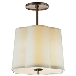 Barbara Barry Simple Scallop Hanging Shade in Bronze with Silk Shade