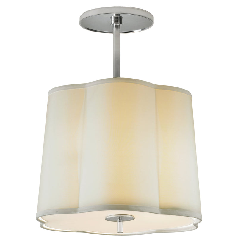 Barbara Barry Simple Scallop Hanging Shade in Soft Silver with Silk Shade
