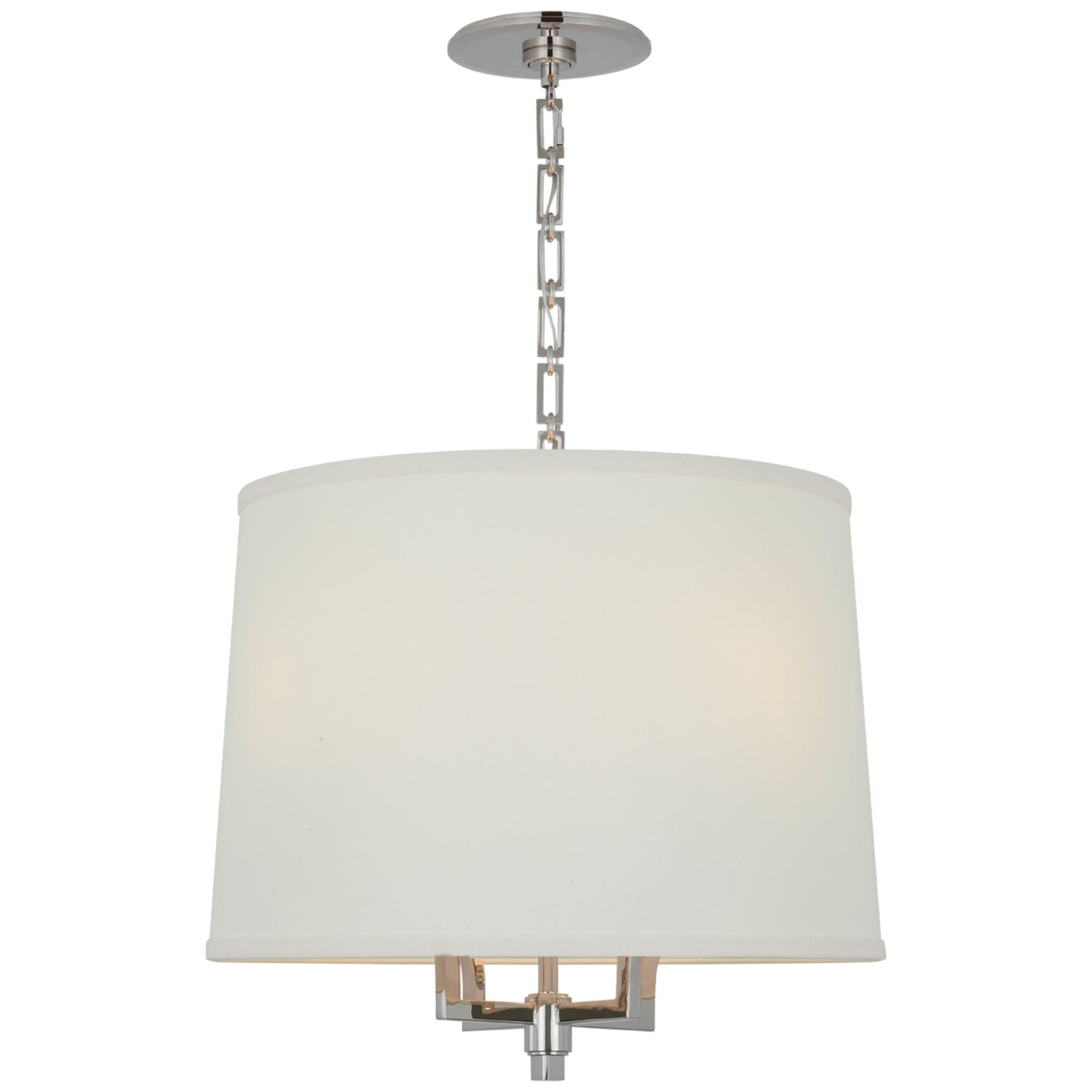 Barbara Barry Westport Large Hanging Shade in Polished Nickel with Linen Shade