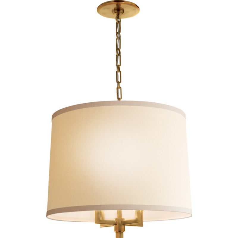 Barbara Barry Westport Large Hanging Shade in Soft Brass with Linen Shade