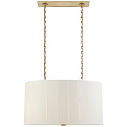 Barbara Barry Perfect Pleat Oval Hanging Shade in Soft Brass with Silk Shade